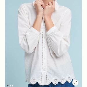 Anthropologie Abele Lace Trimmed Shirt, size 10